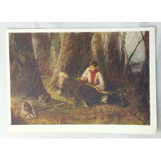 Открытка СССР 1960 В. Г. Перов "Птицелов"