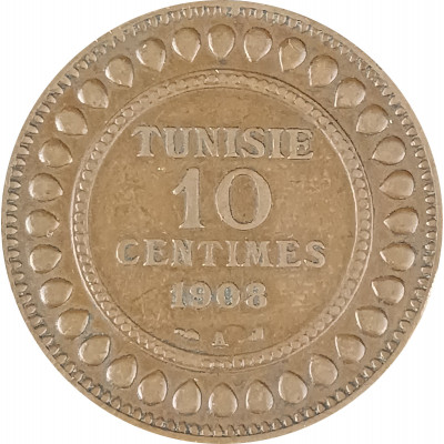 10 сантимов 1908 Тунис XF 10 сантимов 1908 Тунис XF