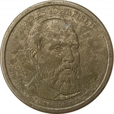 1 доллар 2011 США Президент Джеймс Гарфилд D из оборота 1 доллар 2011 США Президент Джеймс Гарфилд D из оборота