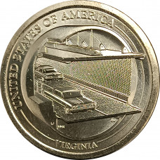 1 доллар 2021 США Мост через Чесапикский залив UNC