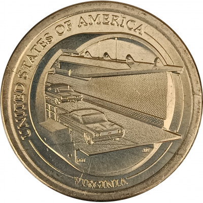 1 доллар 2021 США P Мост через Чесапикский залив UNC 1 доллар 2021 США P Мост через Чесапикский залив UNC