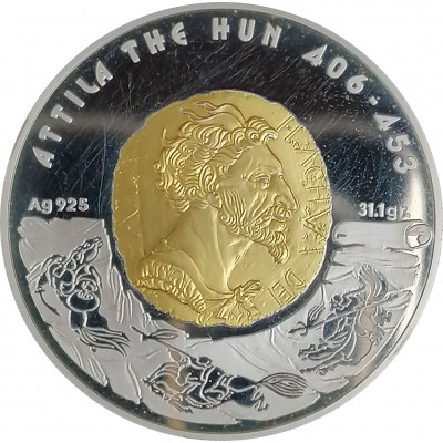 100 тенге 2009 Аттила Proof с царапинами
