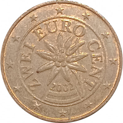 2 евроцента 2002 Австрия из оборота 2 евроцента 2002 Австрия из оборота