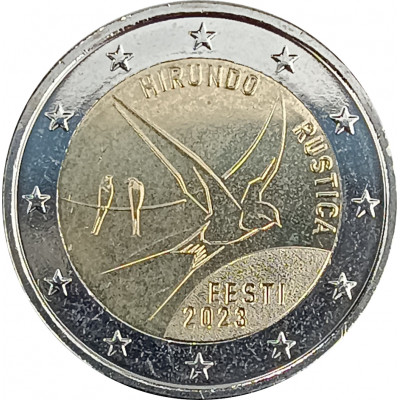 2 евро 2023 Эстония Деревенская ласточка UNC 2 евро 2023 Эстония Деревенская ласточка UNC