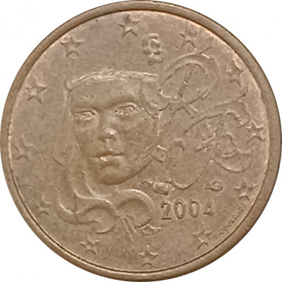 1 евроцент 2004 Франция из оборота 1 евроцент 2004 Франция из оборота