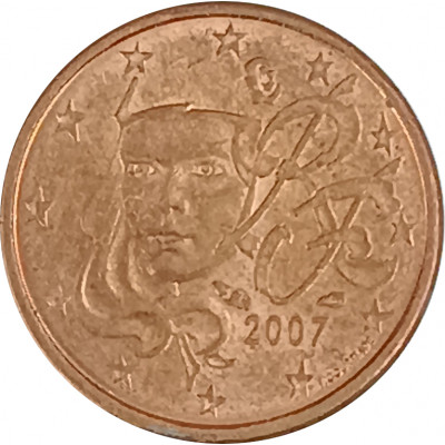 1 евроцент 2007 Франция из оборота 1 евроцент 2007 Франция из оборота
