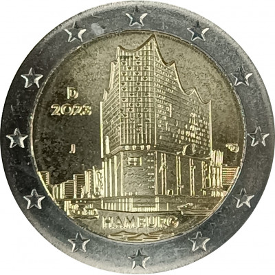 2 евро 2023 Германия J Эльбская филармония UNC 2 евро 2023 Германия J Эльбская филармония UNC