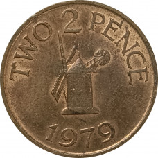 2 пенса 1979 Гернси из оборота