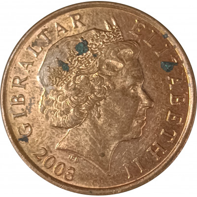 2 пенса 2003 Гибралтар из оборота 2 пенса 2003 Гибралтар из оборота