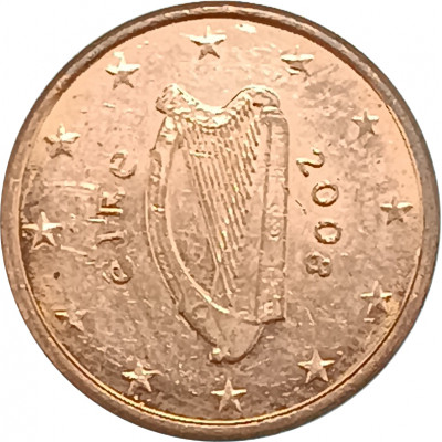 1 евроцент 2008 Ирландия из оборота 