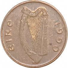 1 пенни 1990 Ирландия из оборота