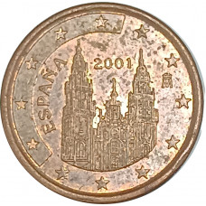 1 евроцент 2001 Испания из оборота