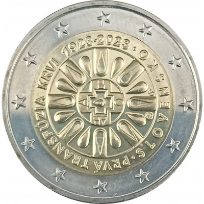 2 евро 2023 Словакия 100 лет Первому переливанию крови UNC 2 евро 2023 Словакия 100 лет Первому переливанию крови UNC