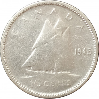 10 центов 1945 Канада из оборота 10 центов 1945 Канада из оборота
