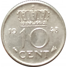 10 центов 1948 Нидерланды из оборота