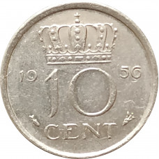 10 центов 1956 Нидерланды из оборота