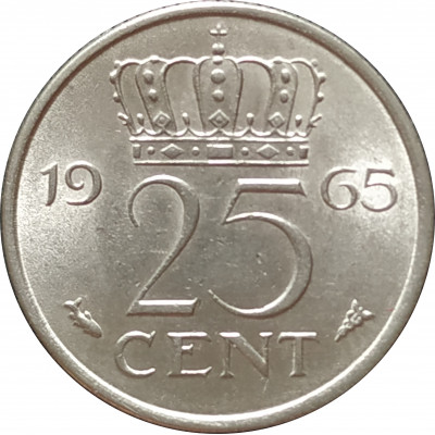 25 центов 1965 Нидерланды из оборота 25 центов 1965 Нидерланды из оборота