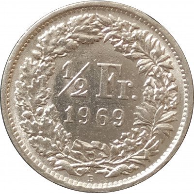 1/2 франка 1969 Швейцария B из оборота