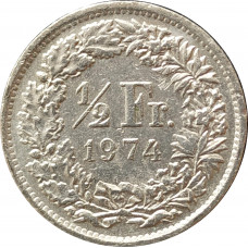 1/2 франка 1974 Швейцария из оборота
