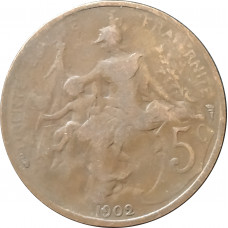5 сантимов 1902 Франция из оборота