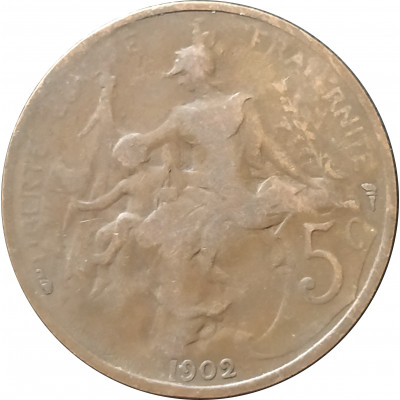 5 сантимов 1902 Франция из оборота 5 сантимов 1902 Франция из оборота