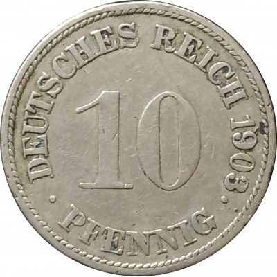 10 пфеннигов 1903 Германия G из оборота 10 пфеннигов 1903 Германия G из оборота