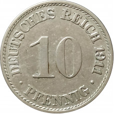 10 пфеннигов 1911 Германия A из оборота
