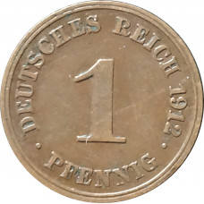 1 пфенниг 1912 Германия J из оборота