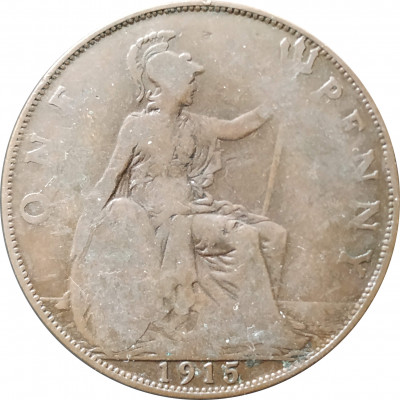 1 пенни 1915 Великобритания из оборота