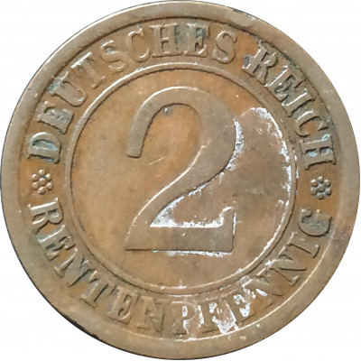 2 рейхспфеннига 1924 Германия A из оборота 2 рейхспфеннига 1924 Германия A из оборота