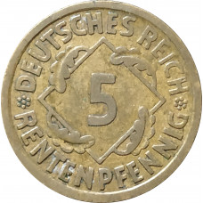 5 рейхспфеннигов 1924 Германия A из оборота