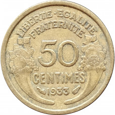 50 сантимов 1933 Франция из оборота