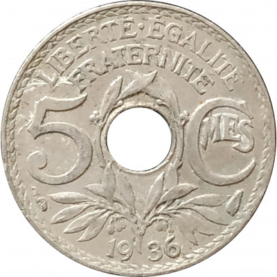 5 сантимов 1936 Франция из оборота 5 сантимов 1936 Франция из оборота