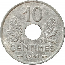 10 сантимов 1941 Франция Режим Виши из оборота