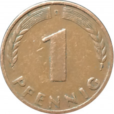 1 пфенниг 1950 Германия D из оборота