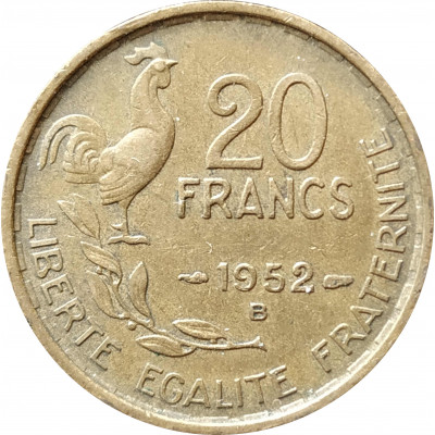 20 франков 1952 Франция B из оборота 20 франков 1952 Франция B из оборота
