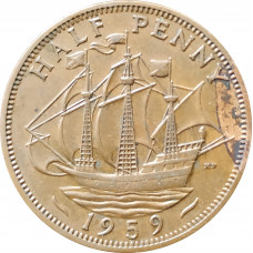 1\2 пенни 1959 Великобритания из оборота