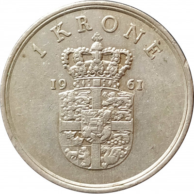 1 крона 1961 Дания из оборота 1 крона 1961 Дания из оборота