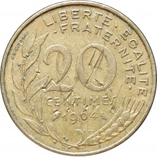 20 сантимов 1964 Франция из оборота