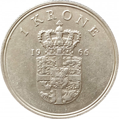 1 крона 1966 Дания из оборота 1 крона 1966 Дания из оборота