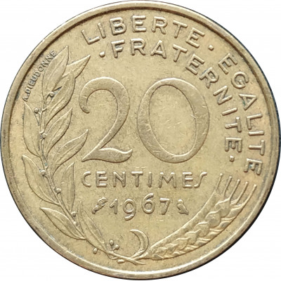 20 сантимов 1967 Франция из оборота 20 сантимов 1967 Франция из оборота