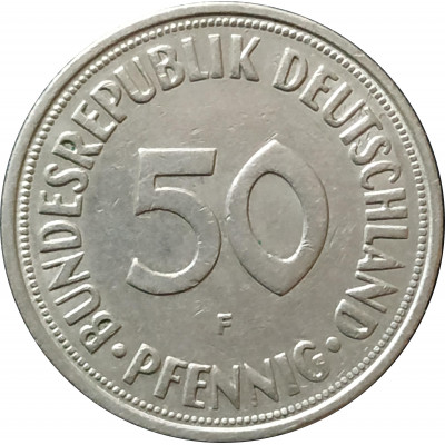 50 пфеннигов 1967 Германия F из оборота 50 пфеннигов 1967 Германия F из оборота