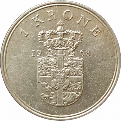 1 крона 1968 Дания из оборота 1 крона 1968 Дания из оборота