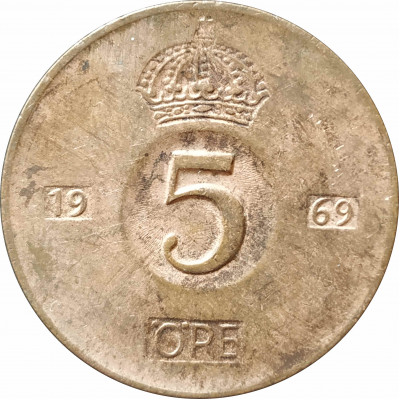 5 эре 1969 Швеция из оборота 5 эре 1969 Швеция из оборота
