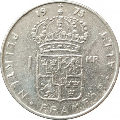 1 крона 1973 Швеция из оборота