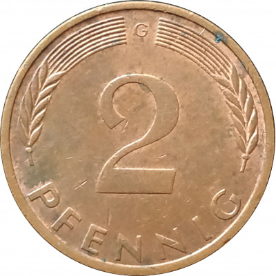 2 пфеннига 1976 Германия G из оборота 2 пфеннига 1976 Германия G из оборота