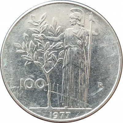 100 лир 1977 Италия из оборота