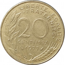 20 сантимов 1977 Франция из оборота