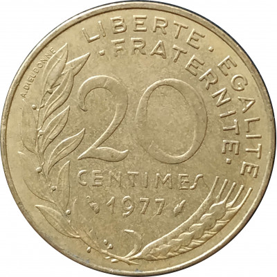 20 сантимов 1977 Франция из оборота 20 сантимов 1977 Франция из оборота