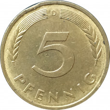 5 пфеннигов 1980 Германия D из оборота